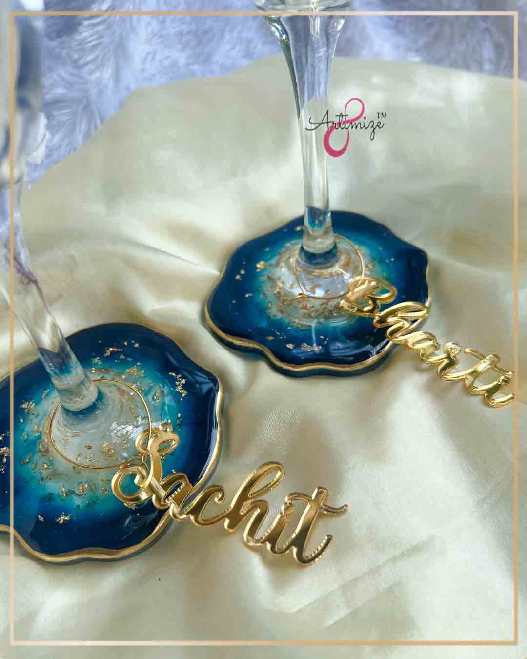 Resin Champagne Coaster Glasses β Elegant Personalized Drinkware for Special Celebrations πΎβ¨ - P45