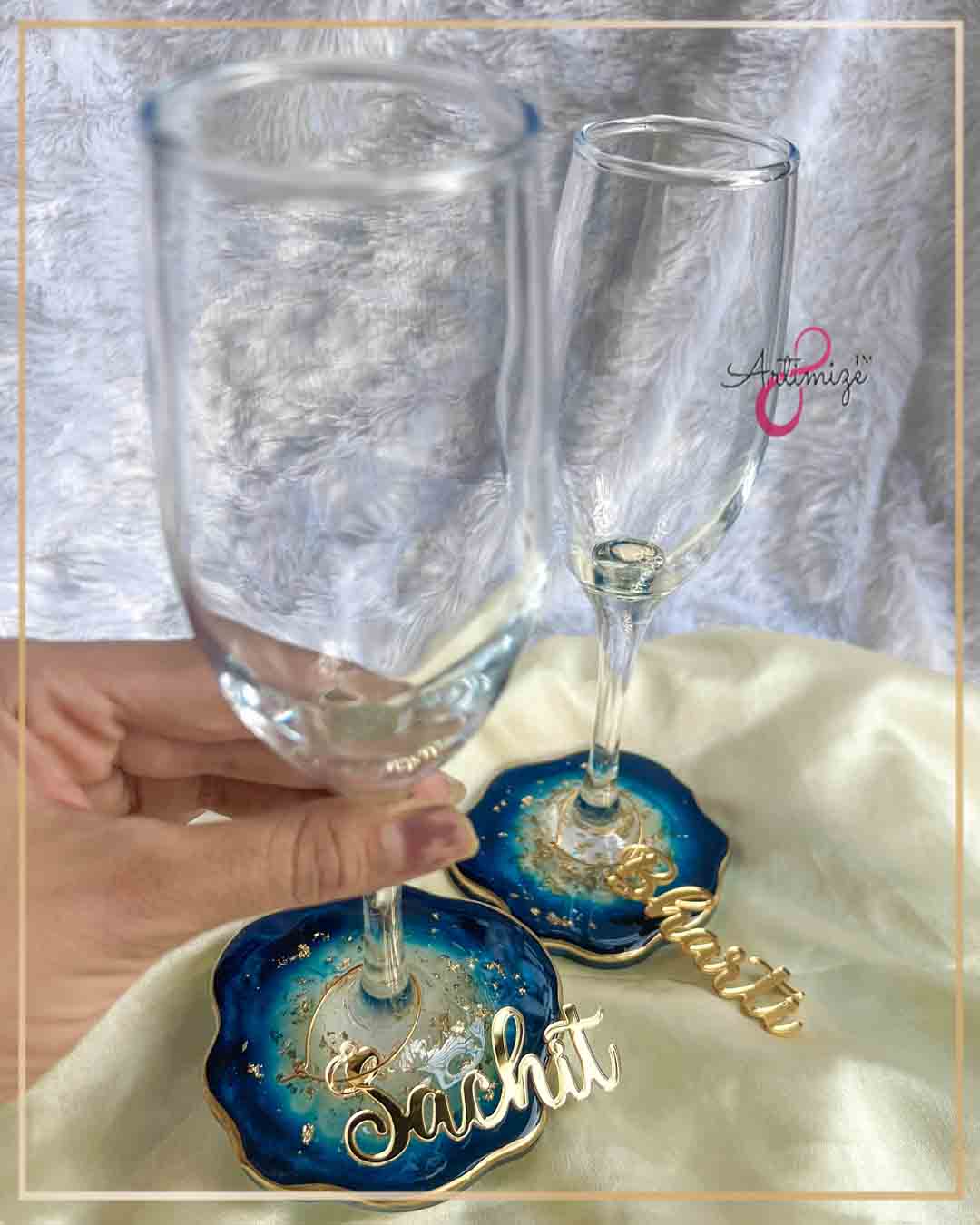 Resin Champagne Coaster Glasses β Elegant Personalized Drinkware for Special Celebrations πΎβ¨ - P45