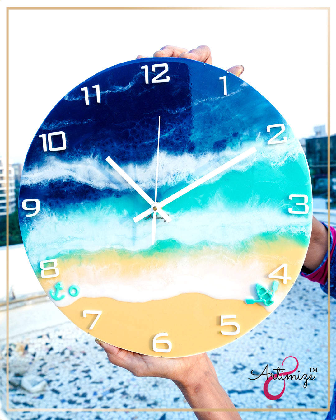 Beach Designer Resin Art Wall Clock - Custom Made