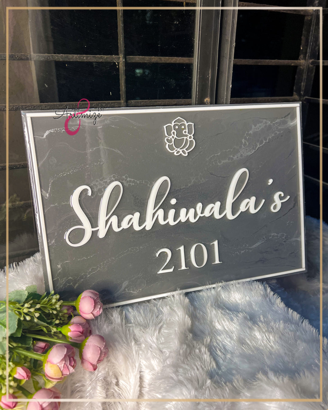 Charcoal Black Designer Name Plate