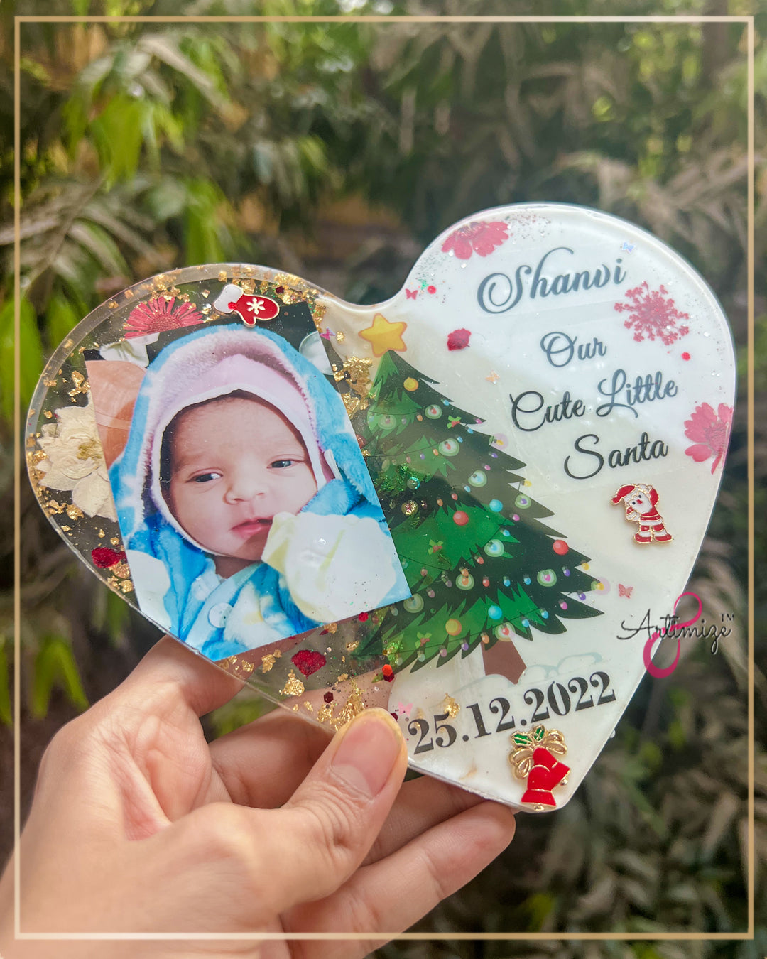 Natural Flower Preserved New Born Baby Heart Table Decor / Frame