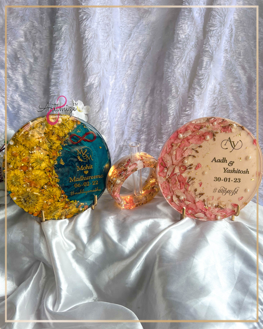 Real Flower Preserved Resin Art Custom Table Decor