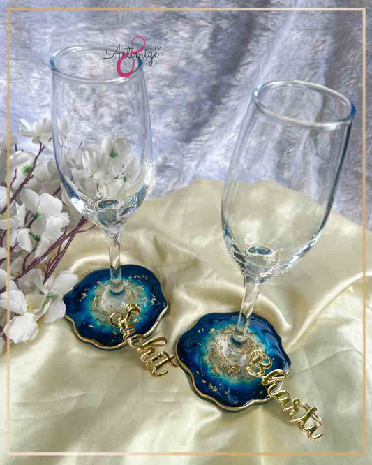 Resin Champagne Coaster Glasses – Elegant Personalized Drinkware for Special Celebrations 🍾✨ - P45