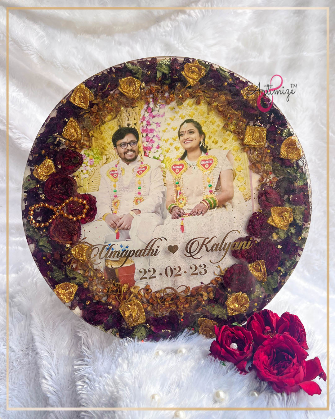 Resin Wedding Varmala Preserved Photo Table Decor