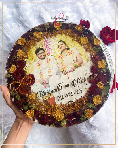 Resin Wedding Varmala Preserved Photo Table Decor