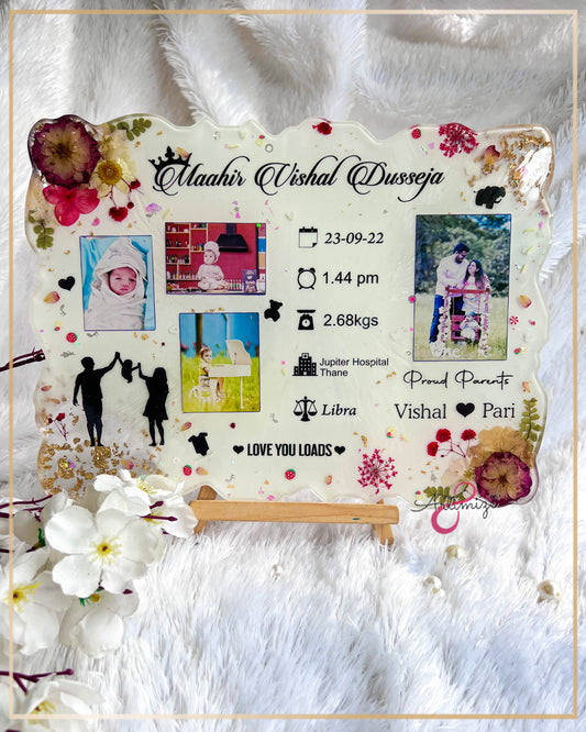 Baby Birthday Frame - Resin Art Frame / Collage - Customizable