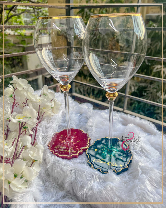 Resin Coaster & Wine Glass Set – Handcrafted Elegant & Personalized Tableware